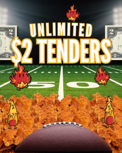 🔥Unlimited $2 Tenders at Hangry Joe&apos;s! Feb 7-8 ONLY! 🔥